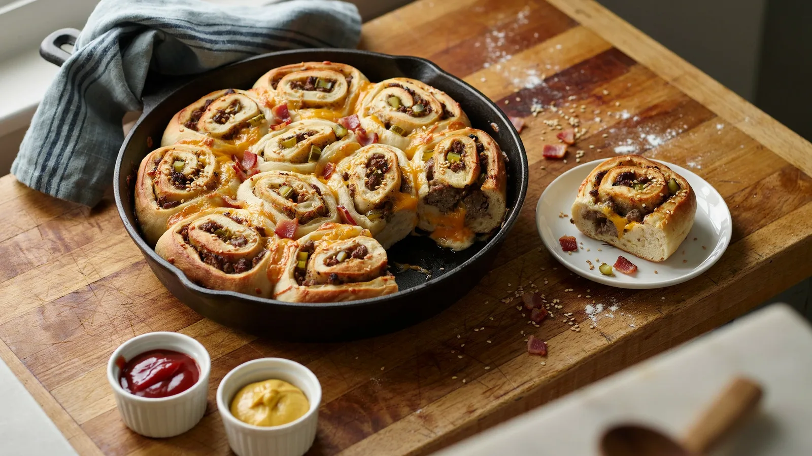 Bacon Cheeseburger Pinwheels