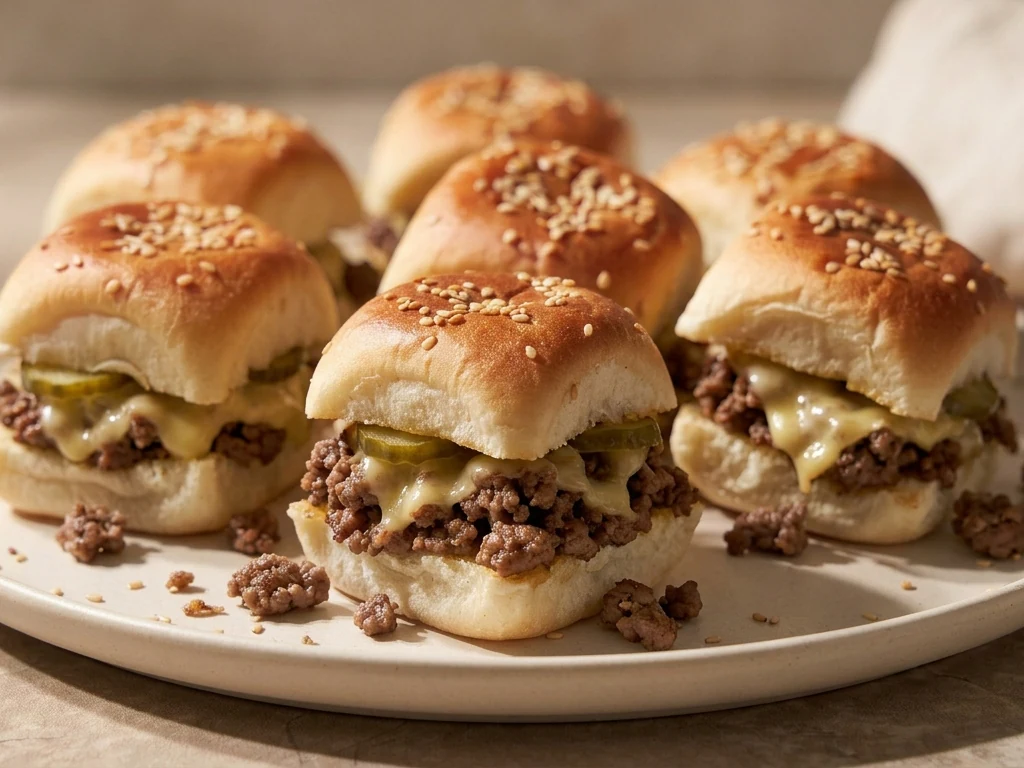 Cheeseburger sliders with melted cheese