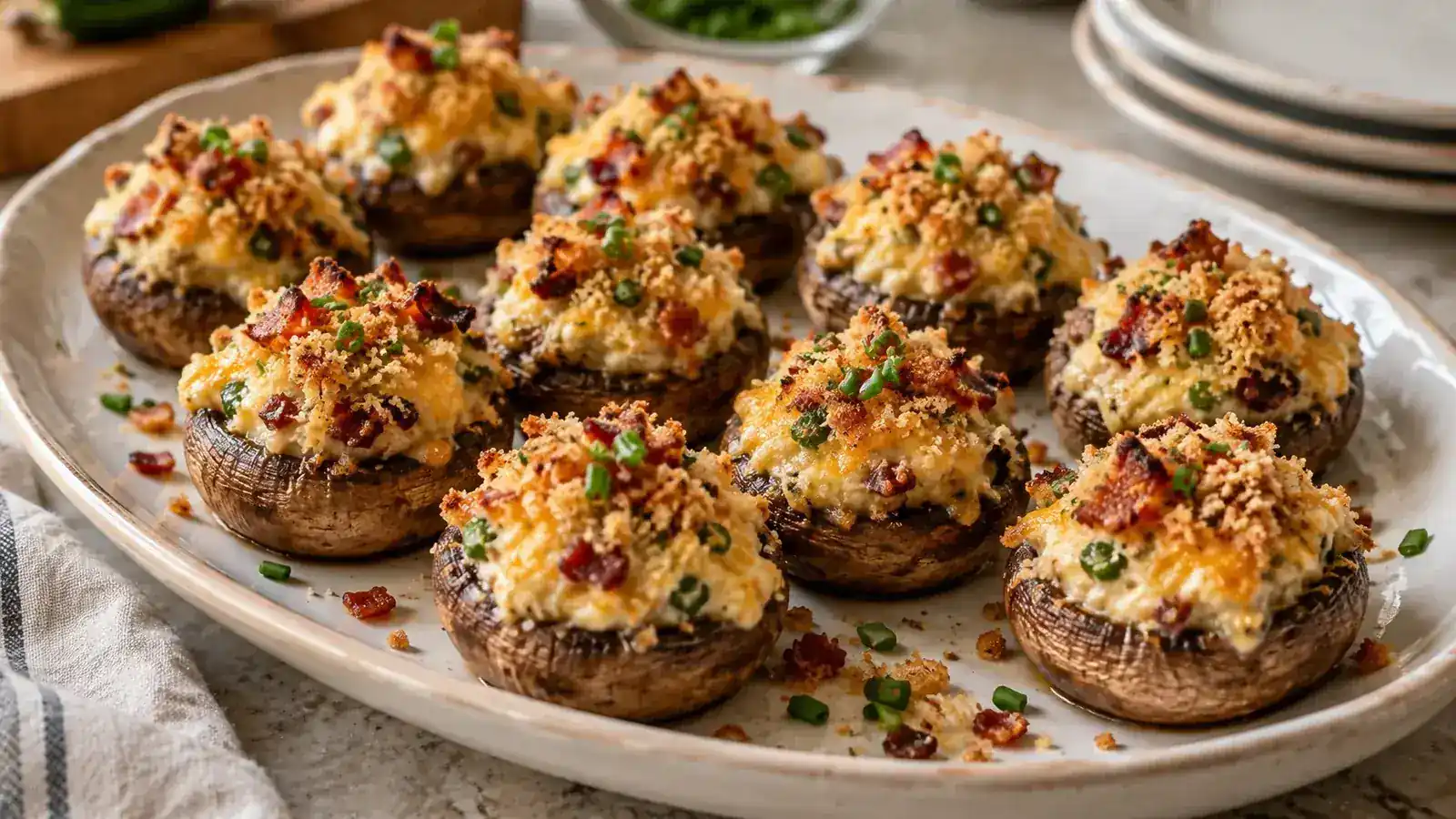Jalapeno Popper Stuffed Mushrooms