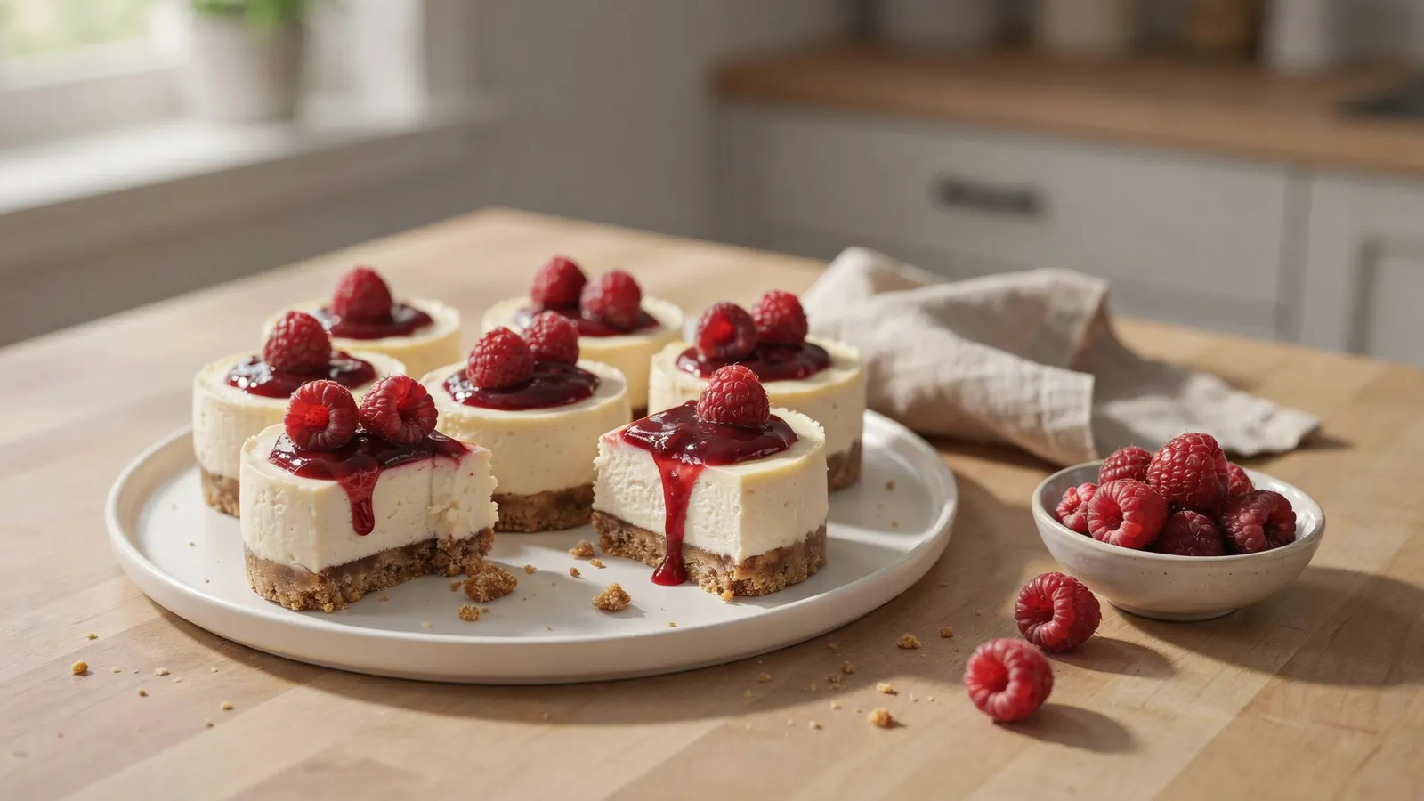 Mini No-Bake Raspberry Cheesecakes