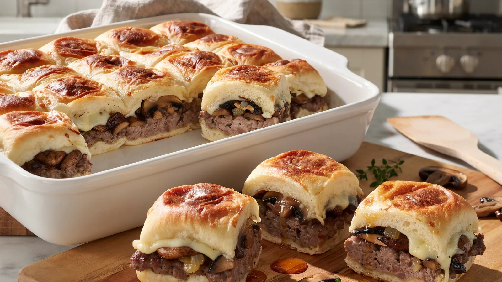 Mushroom and Swiss Sliders