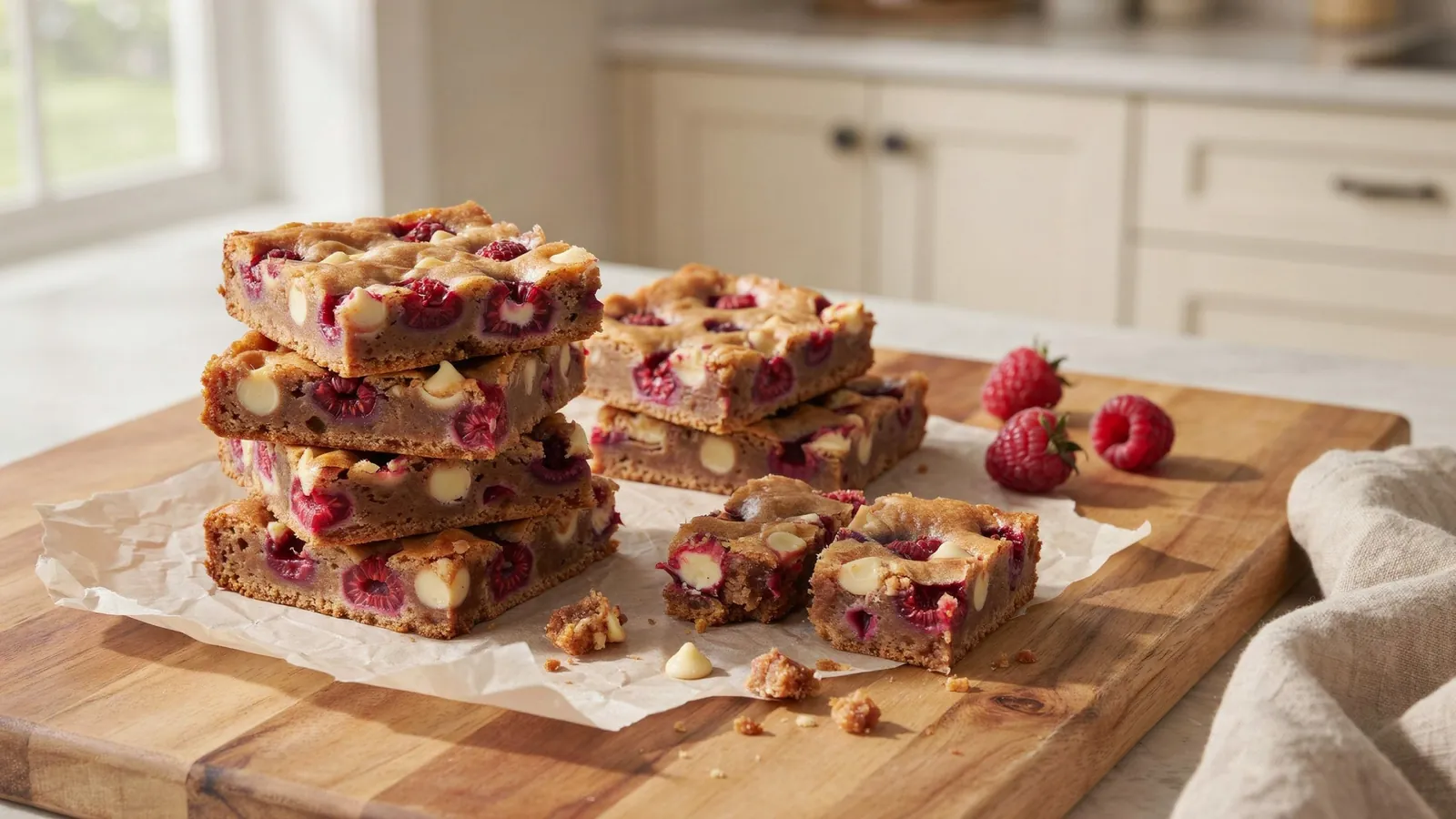Raspberry White Chocolate Blondies
