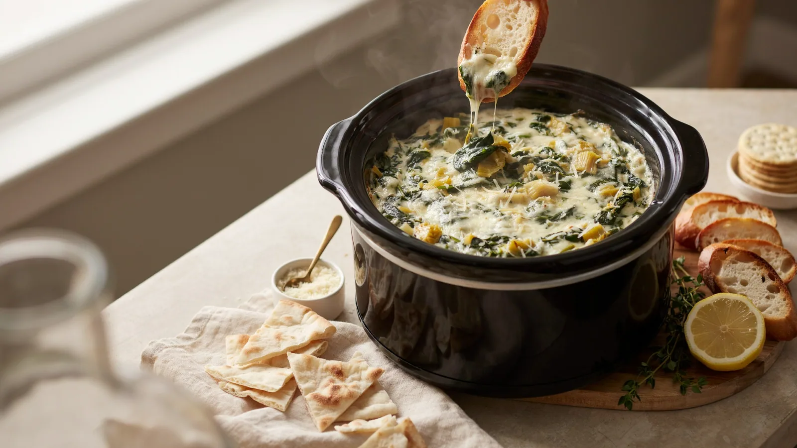 Slow Cooker Spinach Artichoke Dip